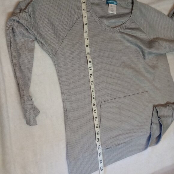 Grey waffle sweater with pockets Wake &Wear - Picture 7 of 9